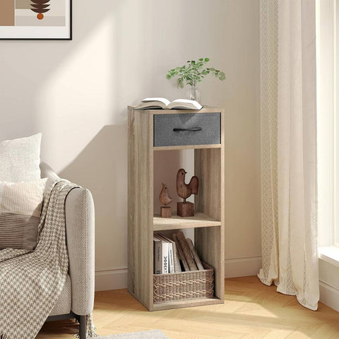 Rootz Small Bookcase with Drawer - Standing Shelf - Display Cabinet - Space-saving - 32.4cm x 80cm x 30cm - E1 Wood - Categorized Storage