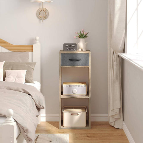 Rootz Small Bookcase with Drawer - Standing Shelf - Display Cabinet - Space-saving - 32.4cm x 80cm x 30cm - E1 Wood - Categorized Storage