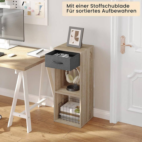 Rootz Small Bookcase with Drawer - Standing Shelf - Display Cabinet - Space-saving - 32.4cm x 80cm x 30cm - E1 Wood - Categorized Storage