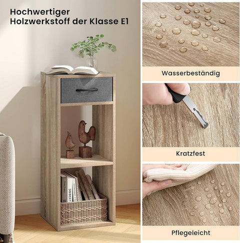 Rootz Small Bookcase with Drawer - Standing Shelf - Display Cabinet - Space-saving - 32.4cm x 80cm x 30cm - E1 Wood - Categorized Storage