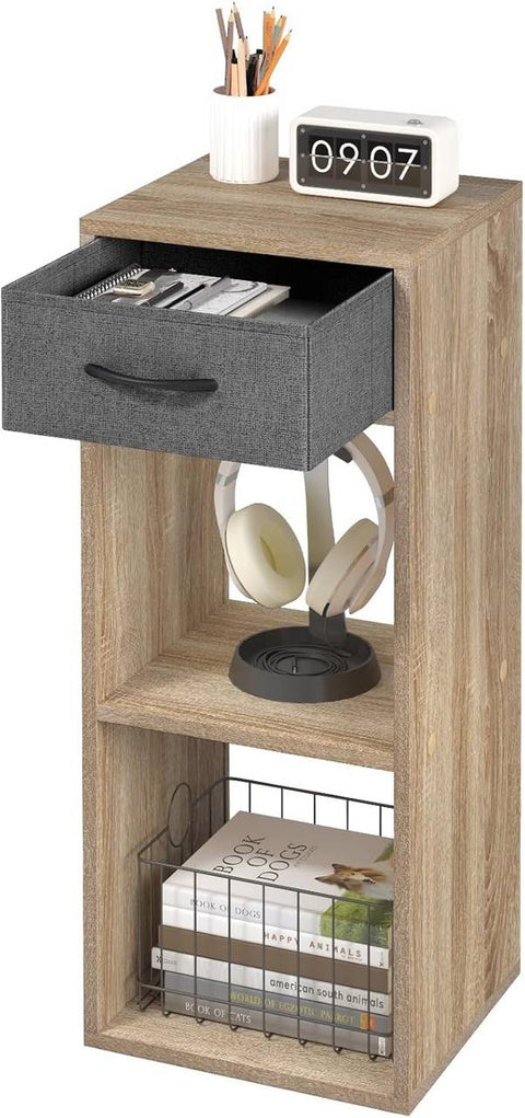 Rootz Small Bookcase with Drawer - Standing Shelf - Display Cabinet - Space-saving - 32.4cm x 80cm x 30cm - E1 Wood - Categorized Storage