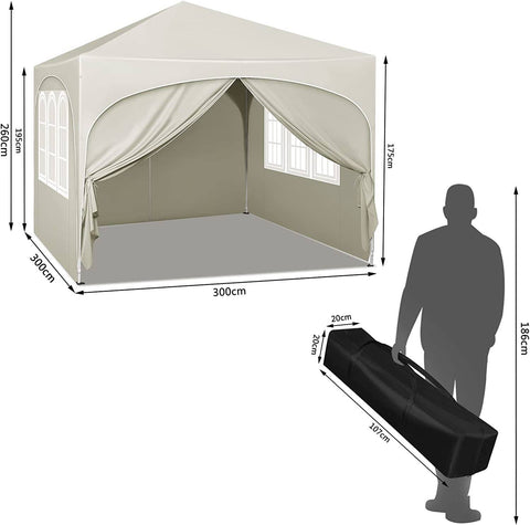 Rootz Ultimate Outdoor Gazebo - Weatherproof Pavilion - Event Tent - Strong Metal Frame - UV and Rain Protection - Easy Setup - 3x3m