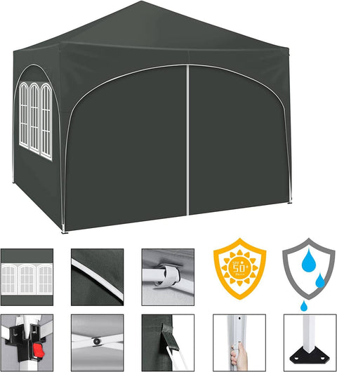 Rootz Ultimate Outdoor Gazebo - Weather Shelter - Event Pavilion - Strong Metal Frame - UV and Rain Protection - Easy Setup - 3x3m