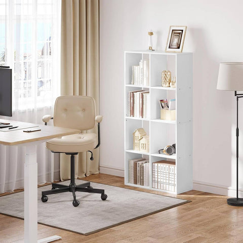 Rootz Bookcase - Standing Shelf - 4 Level Storage Cabinet - Space Saving - 71cm x 141cm x 29cm - Durable Wood Material - White