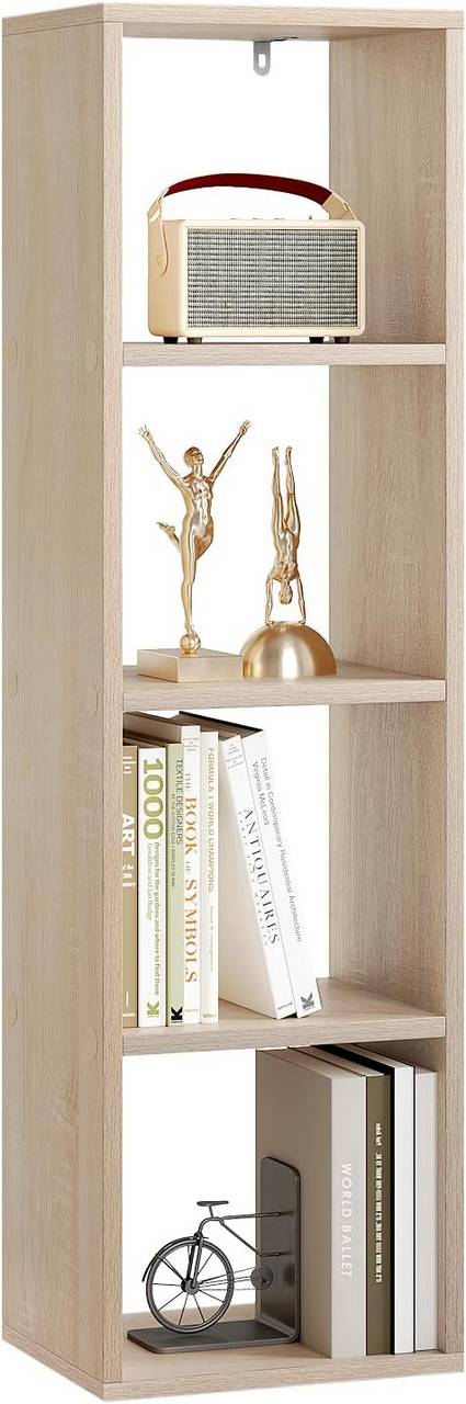 Rootz Bookcase - Standing Shelf - Open Cube Organizer - Premium Wood Material - Large Storage Space - 30cm x 106.5cm x 23.5cm