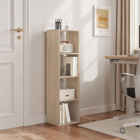Rootz Bookcase - Standing Shelf - Open Cube Organizer - Premium Wood Material - Large Storage Space - 30cm x 106.5cm x 23.5cm
