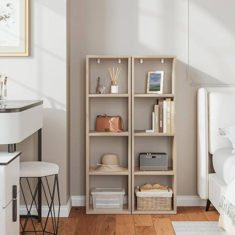 Rootz Bookcase - Standing Shelf - Open Cube Organizer - Premium Wood Material - Large Storage Space - 30cm x 106.5cm x 23.5cm