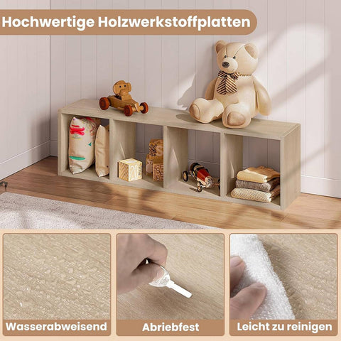 Rootz Bookcase - Standing Shelf - Open Cube Organizer - Premium Wood Material - Large Storage Space - 30cm x 106.5cm x 23.5cm