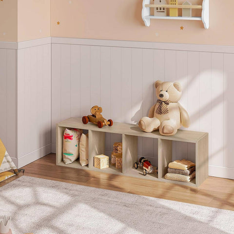 Rootz Bookcase - Standing Shelf - Open Cube Organizer - Premium Wood Material - Large Storage Space - 30cm x 106.5cm x 23.5cm