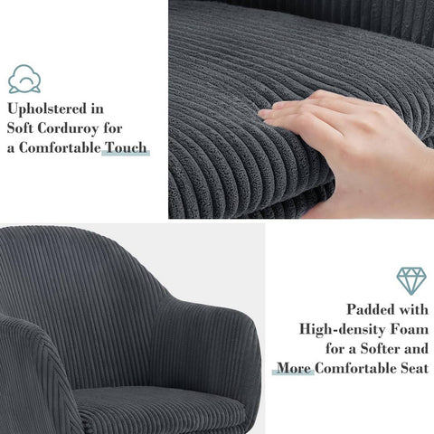 Rootz Upholstered Dining Chairs Set of 2 - Armchairs - Comfort Chairs - High Comfort, Robust Design, Versatile Use - Corduroy and Wood - 55.5cm x 83.5cm x 56.5cm