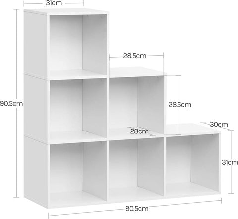 Rootz 6 Cube Bookcase - Storage Units - Display Shelves - High Stability - 90.5x90.5x30 cm White