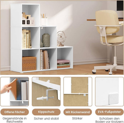 Rootz 6 Cube Bookcase - Storage Units - Display Shelves - High Stability - 90.5x90.5x30 cm White