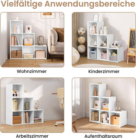 Rootz 6 Cube Bookcase - Storage Units - Display Shelves - High Stability - 90.5x90.5x30 cm White