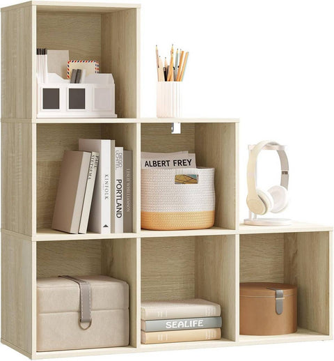 Rootz Bookcase - Cube Storage - Standing Shelf - Space-Saving Design - 90.5x90.5x30 cm Brown