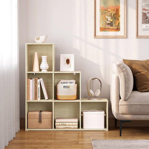 Rootz Bookcase - Cube Storage - Standing Shelf - Space-Saving Design - 90.5x90.5x30 cm Brown