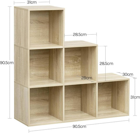 Rootz Bookcase - Cube Storage - Standing Shelf - Space-Saving Design - 90.5x90.5x30 cm Brown