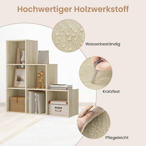 Rootz Bookcase - Cube Storage - Standing Shelf - Space-Saving Design - 90.5x90.5x30 cm Brown