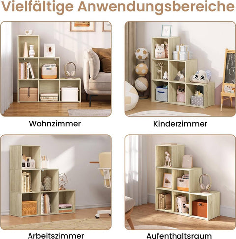 Rootz Bookcase - Cube Storage - Standing Shelf - Space-Saving Design - 90.5x90.5x30 cm Brown