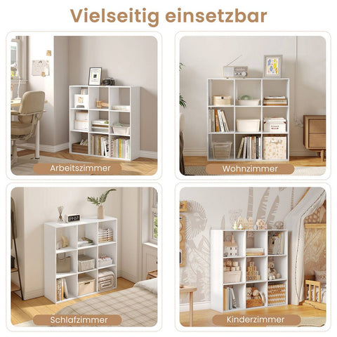 Rootz 9 Cube Open Bookcase - Standing Shelf - Display Shelving - E1 Wood Material - 94cm x 93cm x 29.5cm