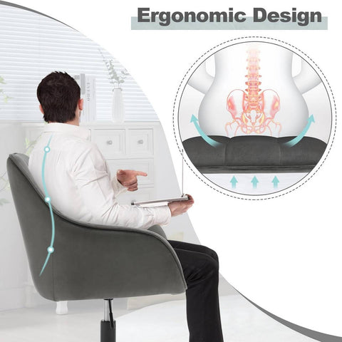 Rootz Velvet Office Chair - Desk Chair - Comfy Swivel Chair - High Elasticity Foam - Stylish Check Pattern - Height Adjustable - 61cm x 90cm x 56cm