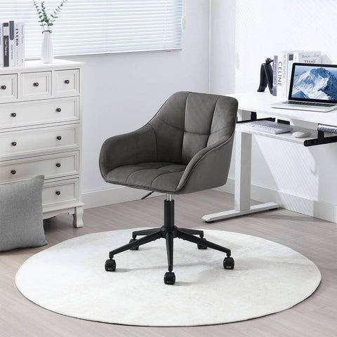 Rootz Velvet Office Chair - Desk Chair - Comfy Swivel Chair - High Elasticity Foam - Stylish Check Pattern - Height Adjustable - 61cm x 90cm x 56cm