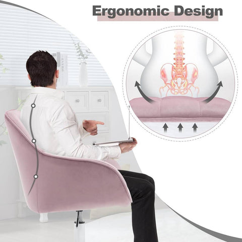 Rootz Velvet Office Chair - Desk Chair - Swivel Chair - Ergonomic Design - Adjustable Height - 61cm x 90cm x 56cm