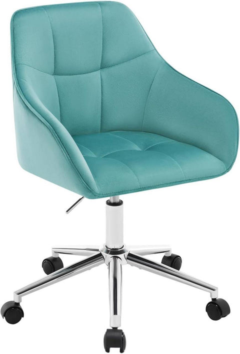 Rootz Velvet Office Chair - Swivel Chair - Desk Chair - High Back Chair - Ergonomic Design - Adjustable Height - Metal Base - 61cm x 90cm x 56cm