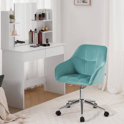 Rootz Velvet Office Chair - Swivel Chair - Desk Chair - High Back Chair - Ergonomic Design - Adjustable Height - Metal Base - 61cm x 90cm x 56cm