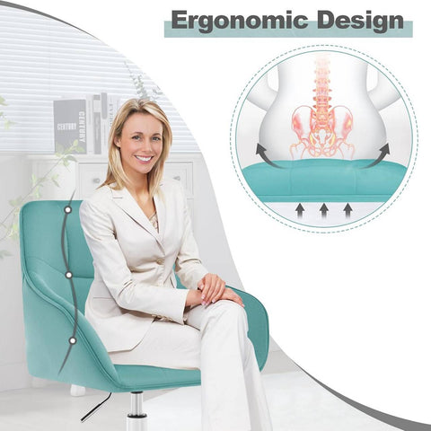 Rootz Velvet Office Chair - Swivel Chair - Desk Chair - High Back Chair - Ergonomic Design - Adjustable Height - Metal Base - 61cm x 90cm x 56cm