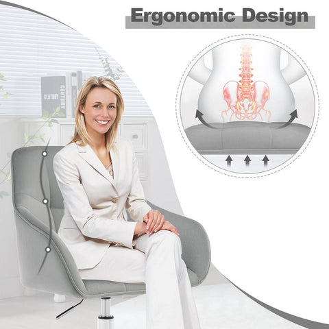 Rootz Velvet Office Chair - Desk Chair - Adjustable Swivel Chair - Ergonomic Seating - Stylish Check Quilting - Height 48-57cm - 61cm x 90cm x 56cm