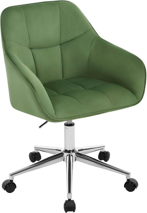 Rootz Green Office Chair - Ergonomic Desk Chair - Adjustable Height - Velvet Comfort - 61cm x (81-90)cm x 56cm
