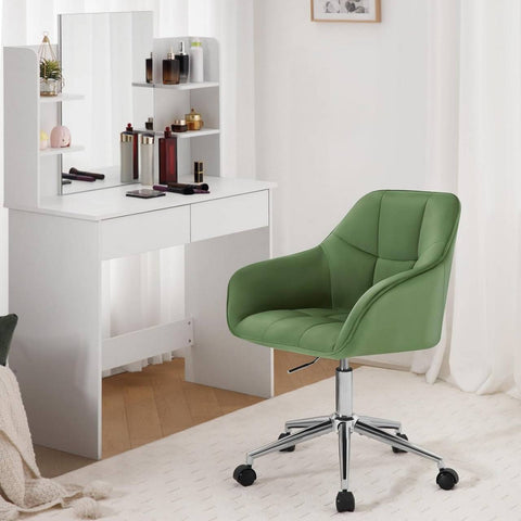 Rootz Green Office Chair - Ergonomic Desk Chair - Adjustable Height - Velvet Comfort - 61cm x (81-90)cm x 56cm
