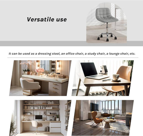 Rootz Ergonomic Swivel Office Chair - Working Stools - Rotating Chair - Velvet Comfort - 43cm x (60-67.5)cm x 50cm