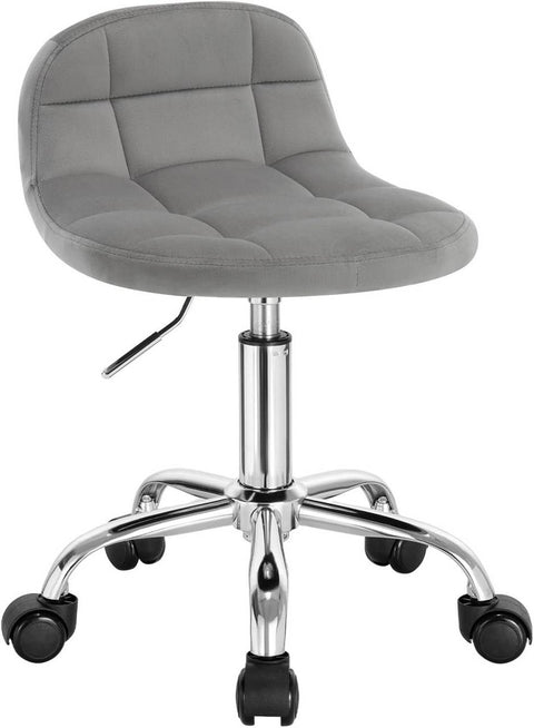 Rootz Office Swivel Chair - Rotating Chair - Height Adjustable Stool - Ergonomic Support - 38x31cm - Grey Velvet