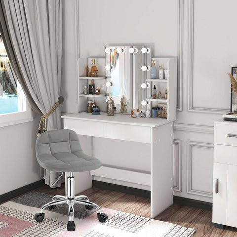 Rootz Office Swivel Chair - Rotating Chair - Height Adjustable Stool - Ergonomic Support - 38x31cm - Grey Velvet