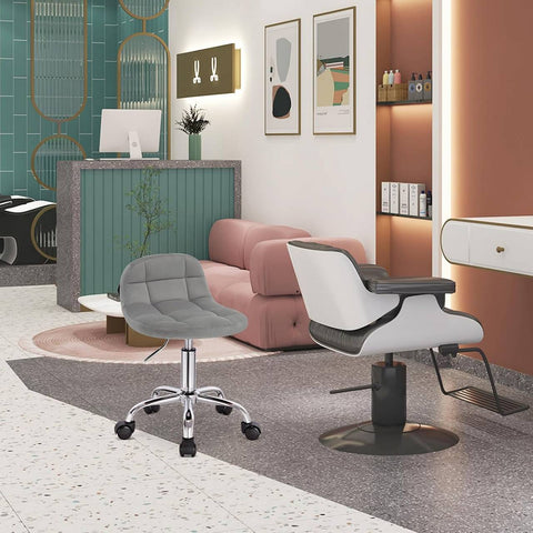Rootz Office Swivel Chair - Rotating Chair - Height Adjustable Stool - Ergonomic Support - 38x31cm - Grey Velvet