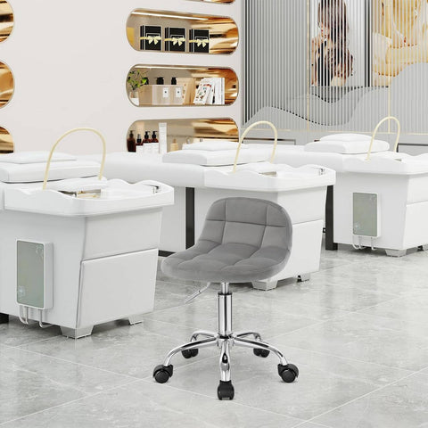 Rootz Office Swivel Chair - Rotating Chair - Height Adjustable Stool - Ergonomic Support - 38x31cm - Grey Velvet