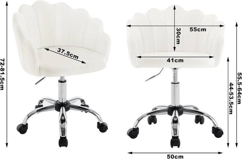 Rootz Petal Design Office Chair - Velvet Swivel Chair - Ergonomic Armchair - Adjustable Height - 41cm x 37.5cm - Beige/Pink/Light Gray