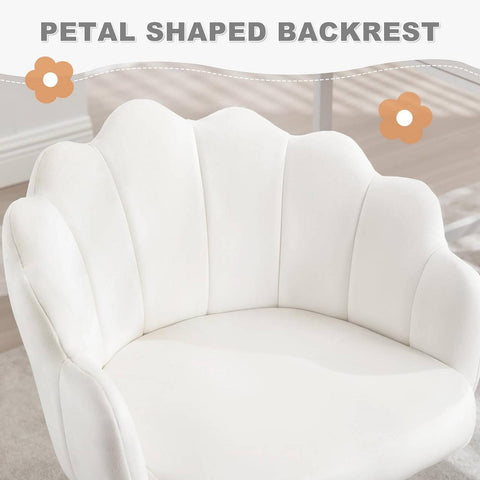 Rootz Petal Design Office Chair - Velvet Swivel Chair - Ergonomic Armchair - Adjustable Height - 41cm x 37.5cm - Beige/Pink/Light Gray