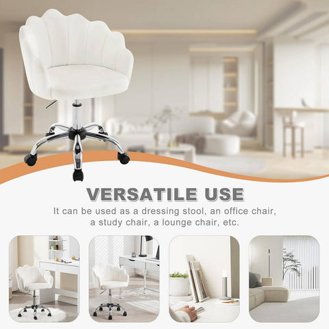 Rootz Petal Design Office Chair - Velvet Swivel Chair - Ergonomic Armchair - Adjustable Height - 41cm x 37.5cm - Beige/Pink/Light Gray