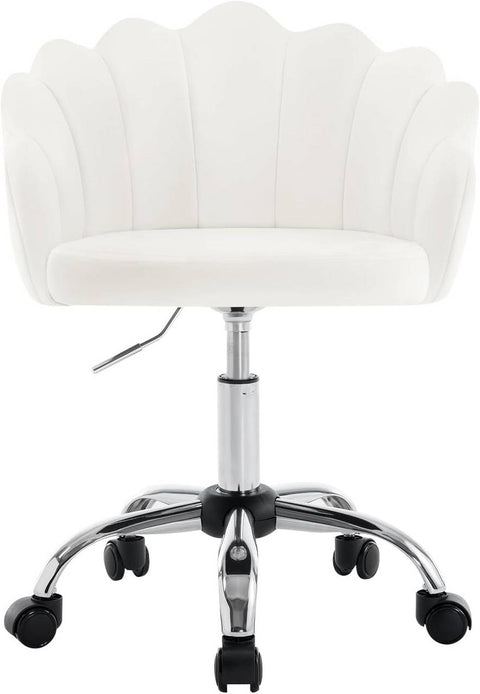 Rootz Petal Design Office Chair - Velvet Swivel Chair - Ergonomic Armchair - Adjustable Height - 41cm x 37.5cm - Beige/Pink/Light Gray