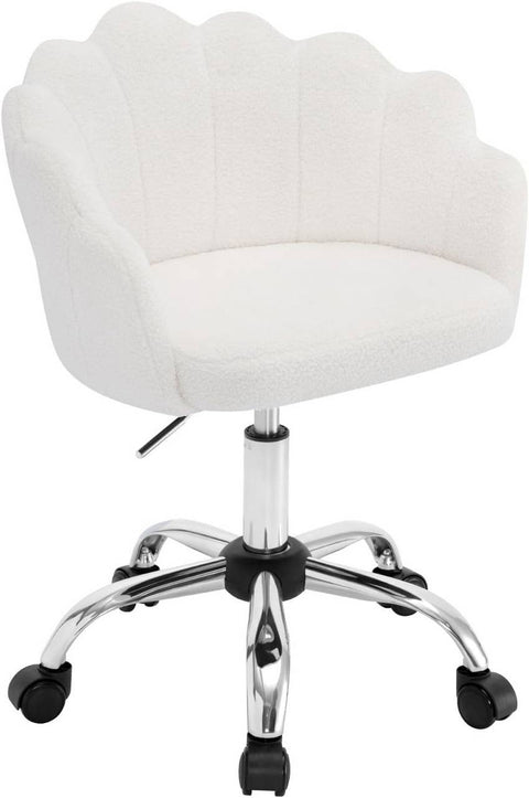 Rootz Make-Up Chair - Office Chair - Swivel Chairs - White Cashmere Fabric - Ergonomic Support - 41 x 37.5cm Seat