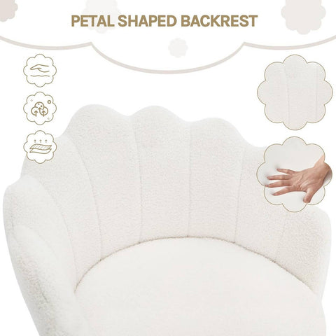 Rootz Make-Up Chair - Office Chair - Swivel Chairs - White Cashmere Fabric - Ergonomic Support - 41 x 37.5cm Seat