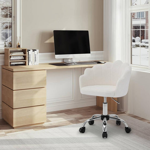 Rootz Make-Up Chair - Office Chair - Swivel Chairs - White Cashmere Fabric - Ergonomic Support - 41 x 37.5cm Seat