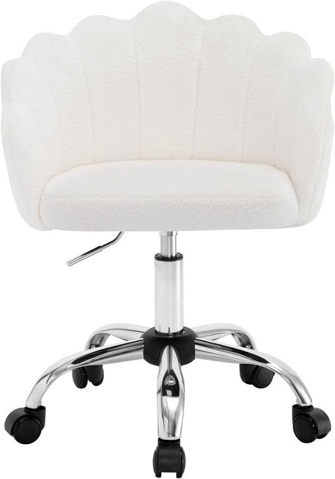Rootz Make-Up Chair - Office Chair - Swivel Chairs - White Cashmere Fabric - Ergonomic Support - 41 x 37.5cm Seat