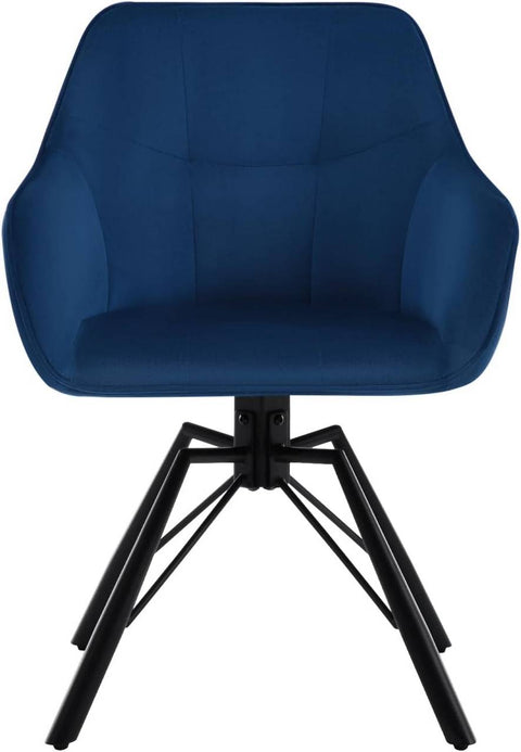 Rootz Swivel Dining Chair - Rotating Chair - Velvet Upholstered Chair - Ergonomic Design - Easy Assembly - Durable Metal Frame - 58.5cm x 82.5cm x 54.5cm