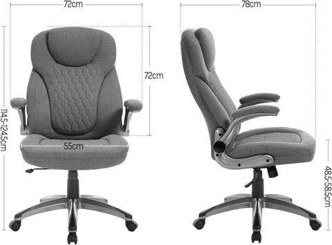 Rootz Ergonomic Office Chair - Executive Chair - Swivel Task Chair - Ultimate Comfort - 67 x (114.5-124.5) x 78 cm - Grey Fabric
