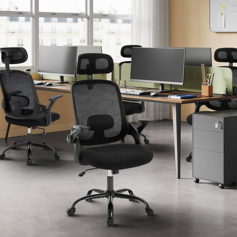Rootz Ergonomic Office Chair - Desk Chair - Executive Seat - Lumbar Support - 63.5cm x 109.5-117.5cm x 50cm - Black - Mesh Fabric