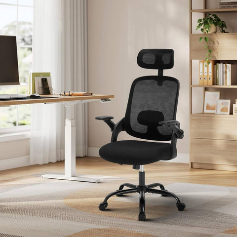 Rootz Ergonomic Office Chair - Desk Chair - Executive Seat - Lumbar Support - 63.5cm x 109.5-117.5cm x 50cm - Black - Mesh Fabric