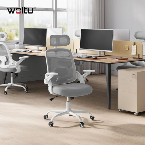 Rootz Ergonomic Office Chair - Desk Chair - Lumbar Support - Adjustability - 63.5cm x 109.5-117.5cm x 50cm - Grey